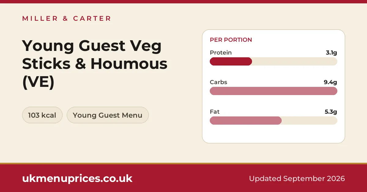Miller & Carter Young Guest Veg Sticks & Houmous (VE)
