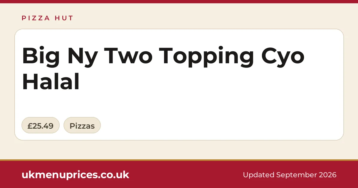 Pizza Hut Big Ny Two Topping Cyo Halal