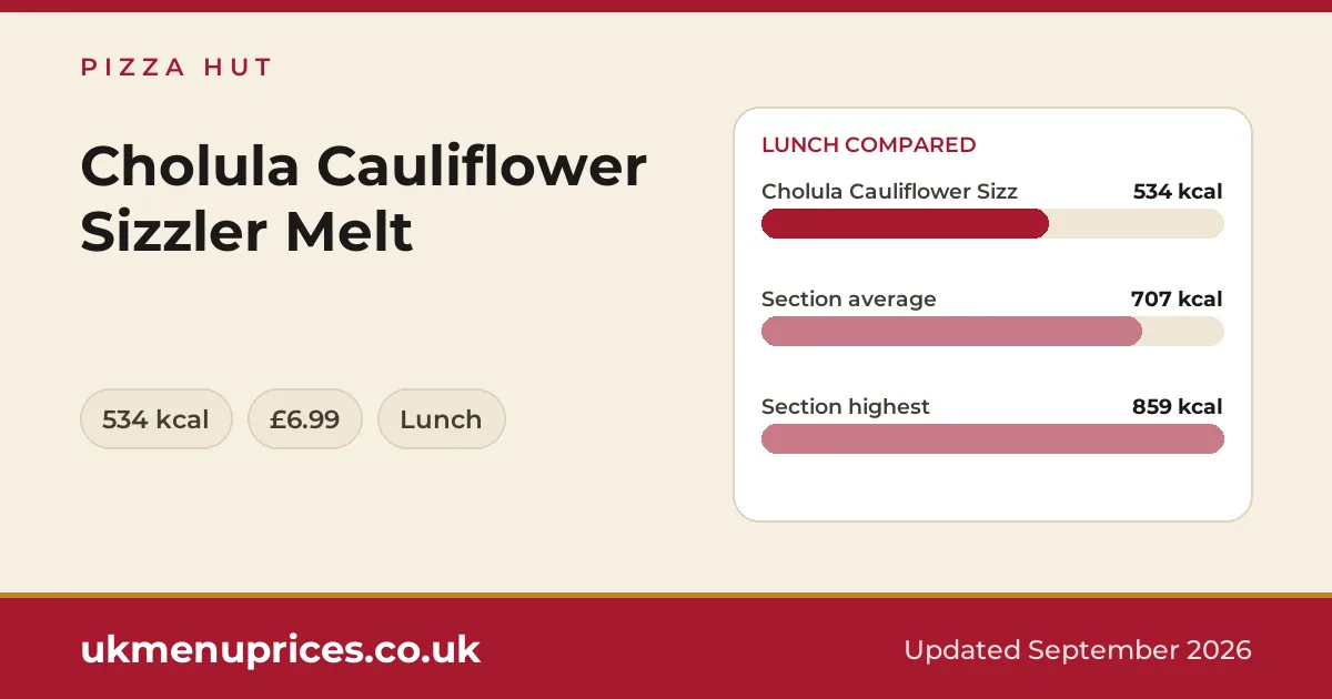 Pizza Hut Cholula Cauliflower Sizzler Melt