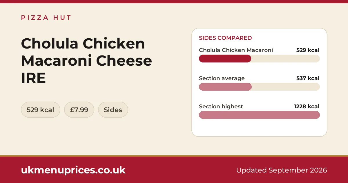 Pizza Hut Cholula Chicken Macaroni Cheese IRE
