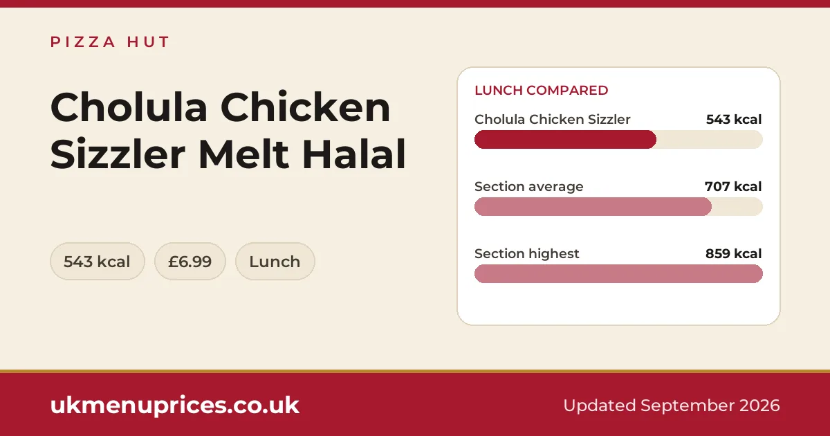 Pizza Hut Cholula Chicken Sizzler Melt Halal