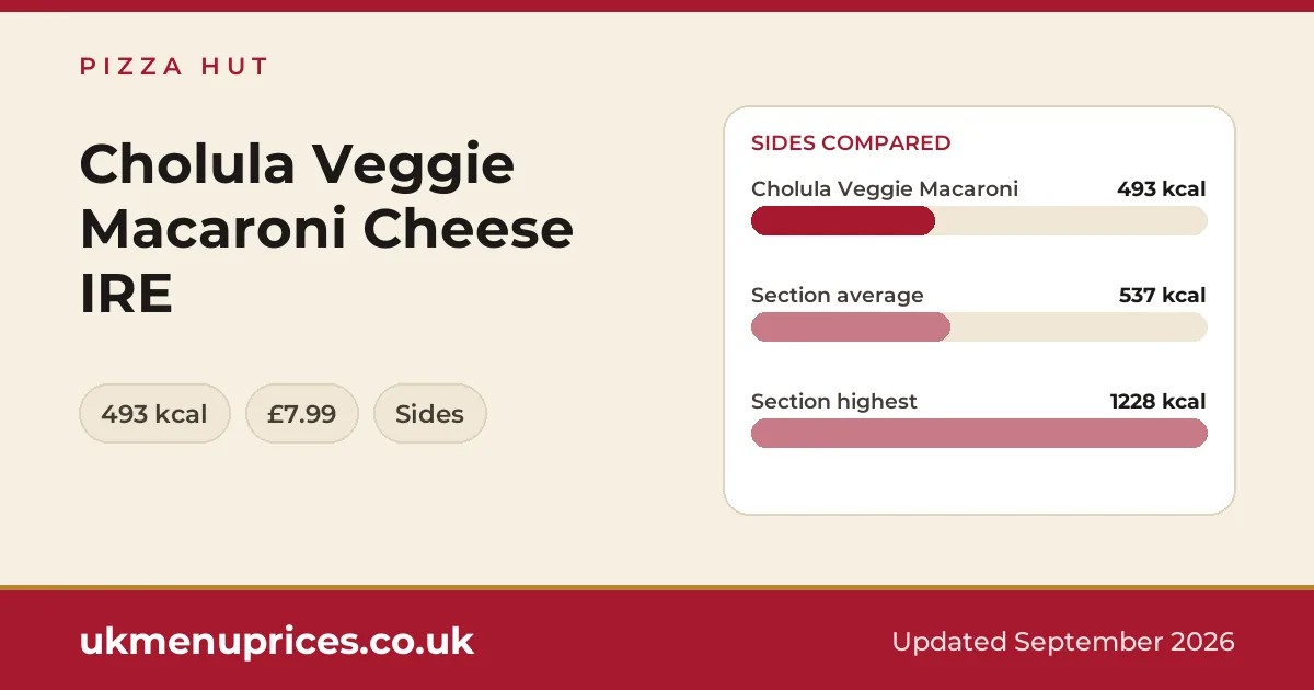 Pizza Hut Cholula Veggie Macaroni Cheese IRE