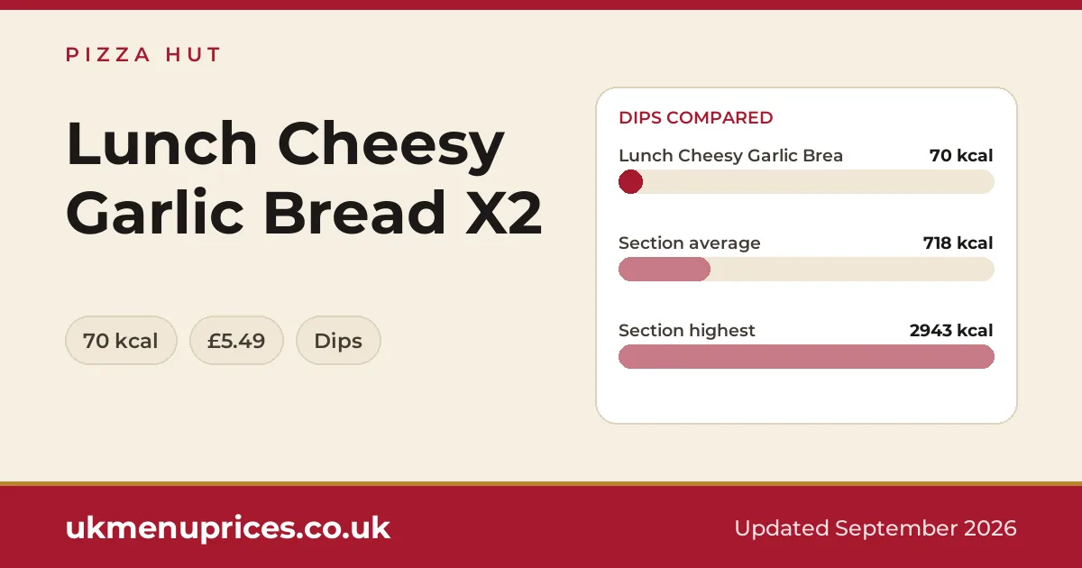 Pizza Hut Lunch Cheesy Garlic Bread X2