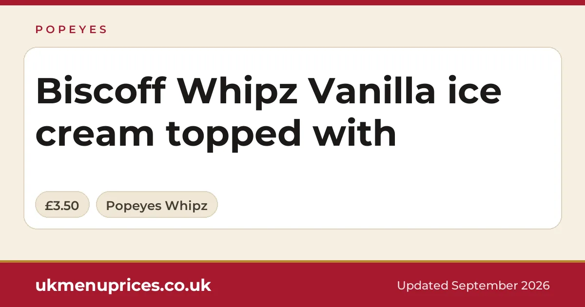 Popeyes Biscoff Whipz Vanilla ice cream topped with
