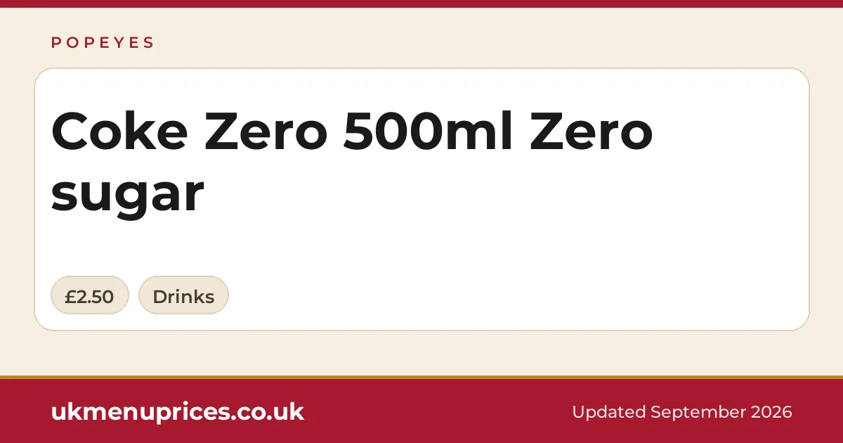 Popeyes Coke Zero 500ml Zero sugar