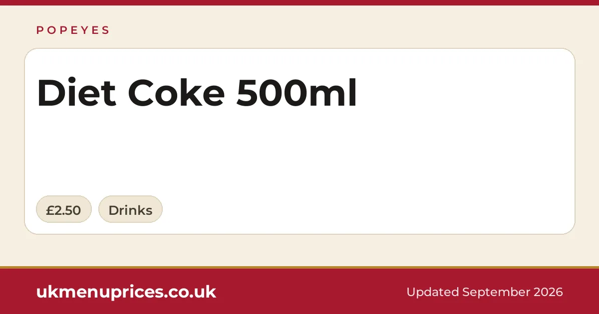 Popeyes Diet Coke 500ml