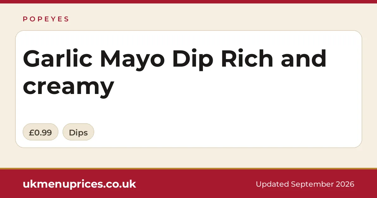 Popeyes Garlic Mayo Dip Rich and creamy
