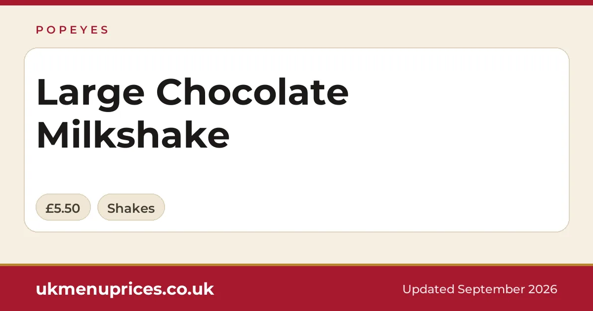 Popeyes Large Chocolate Milkshake