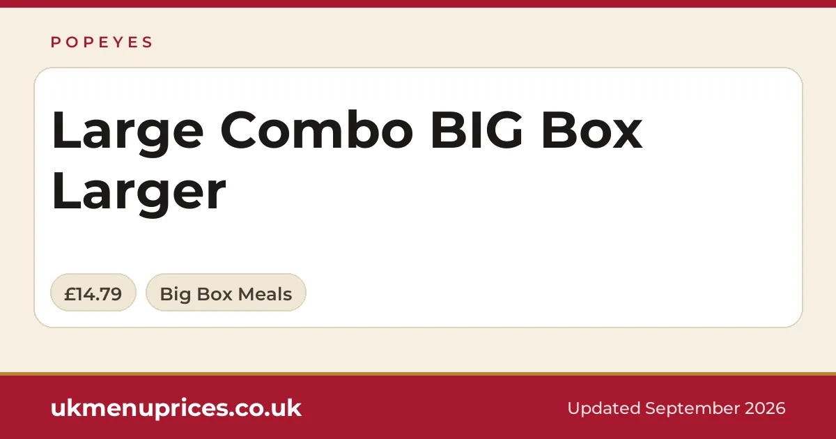 Popeyes Large Combo BIG Box Larger