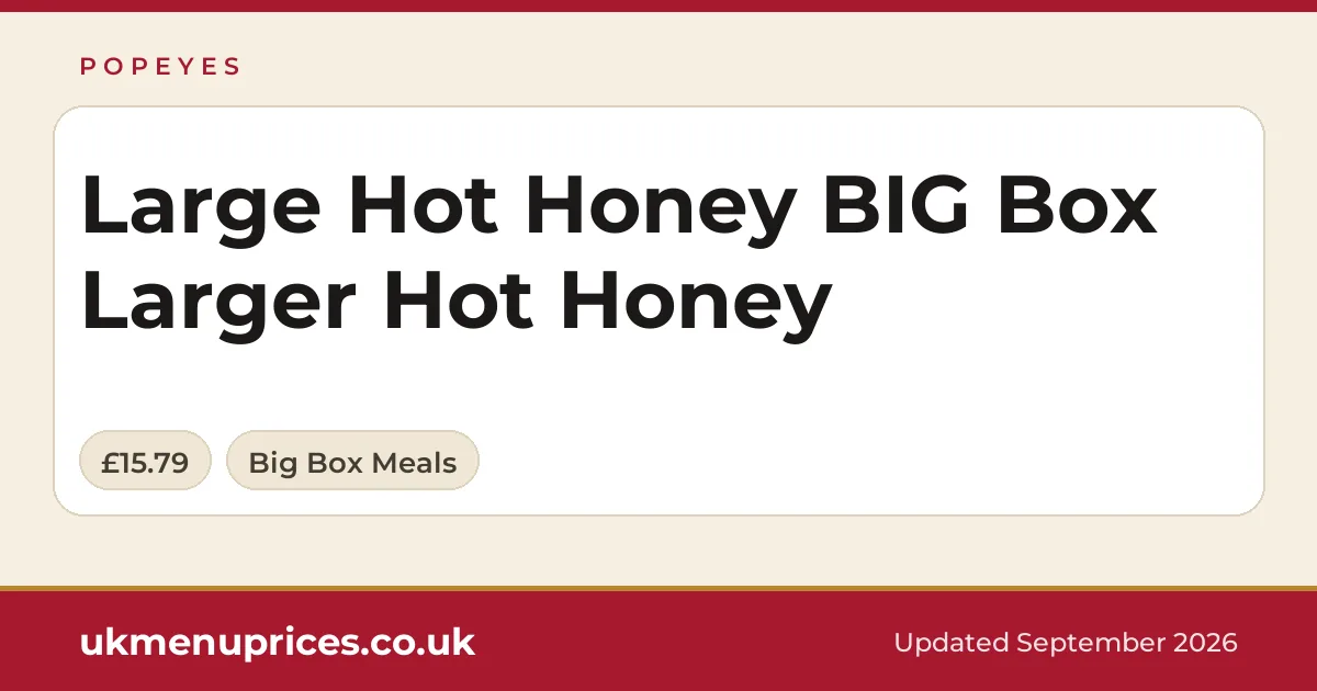 Popeyes Large Hot Honey BIG Box Larger Hot Honey