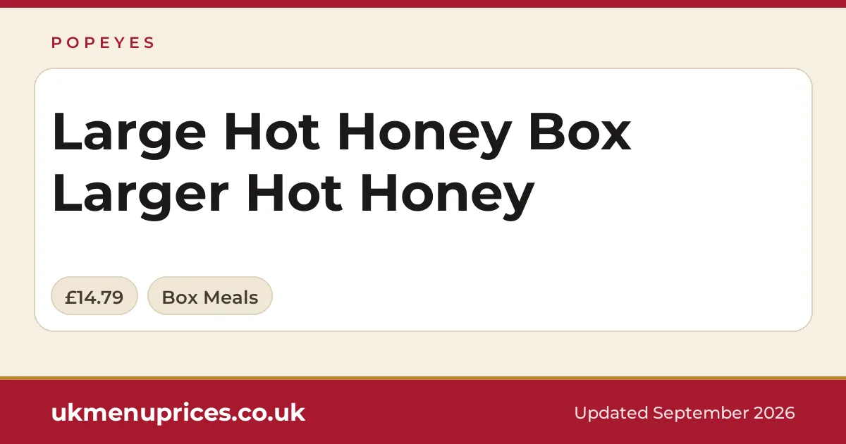 Popeyes Large Hot Honey Box Larger Hot Honey