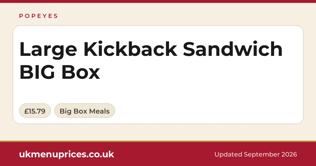 Popeyes Large Kickback Sandwich BIG Box