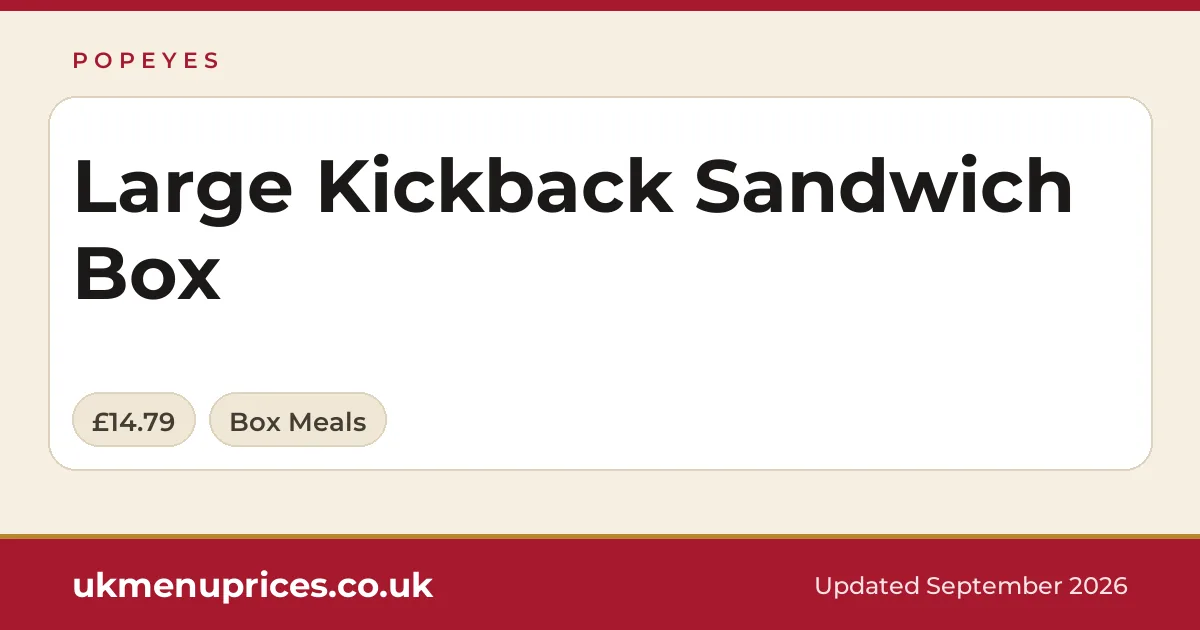 Popeyes Large Kickback Sandwich Box