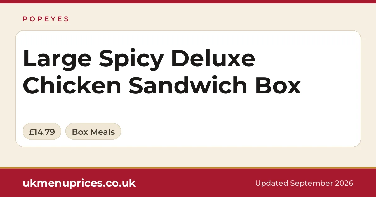 Popeyes Large Spicy Deluxe Chicken Sandwich Box