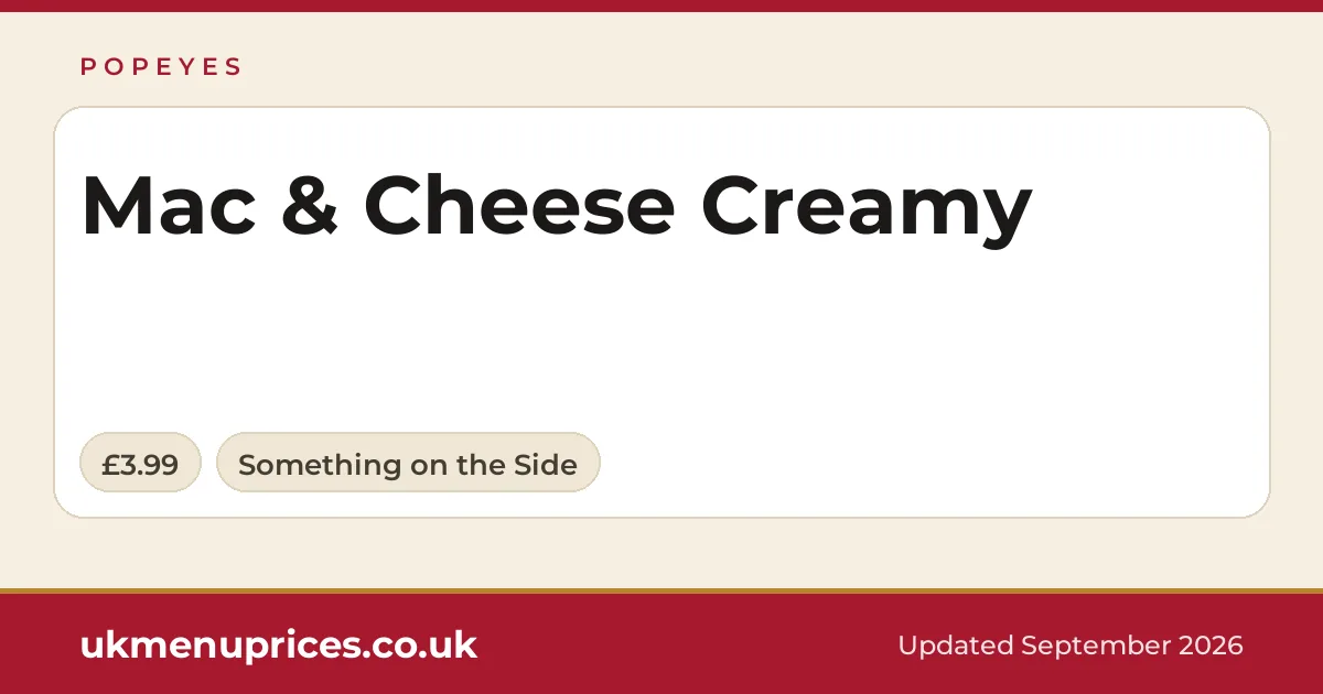 Popeyes Mac & Cheese Creamy