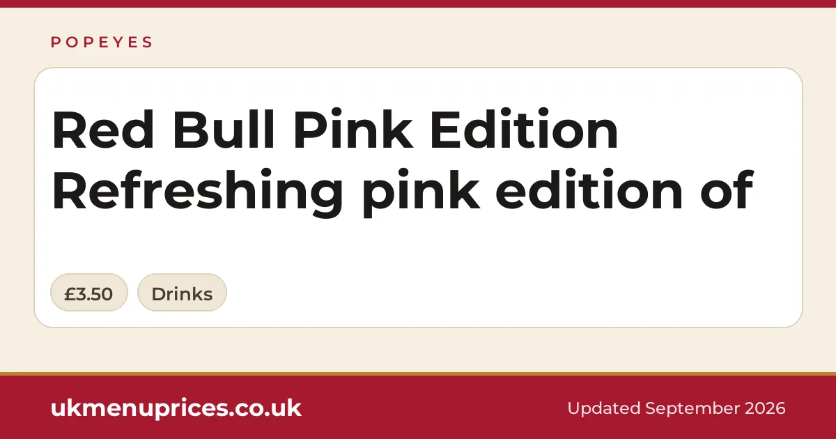 Popeyes Red Bull Pink Edition Refreshing pink edition of