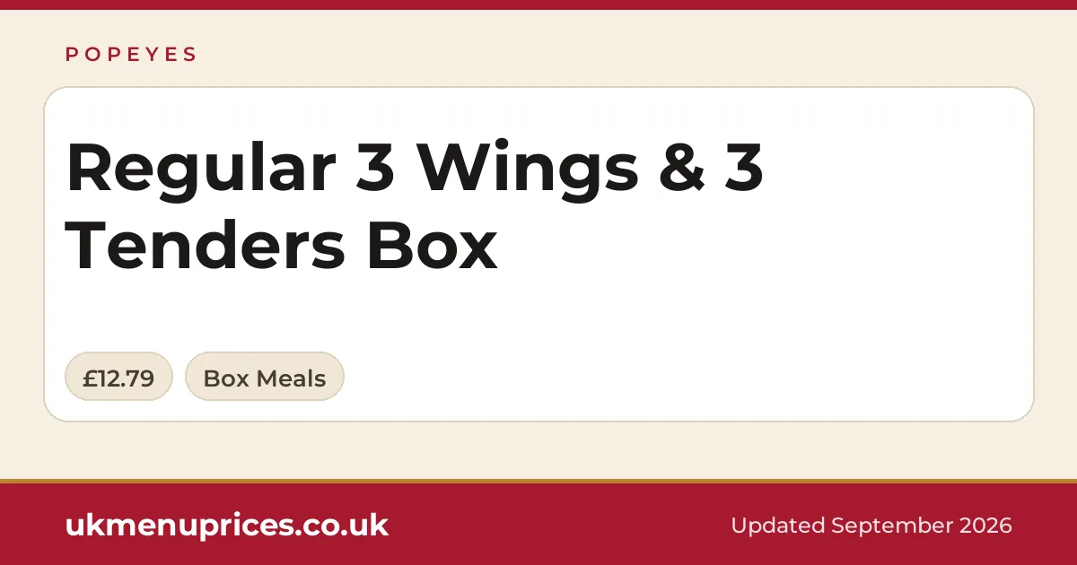 Popeyes Regular 3 Wings & 3 Tenders Box
