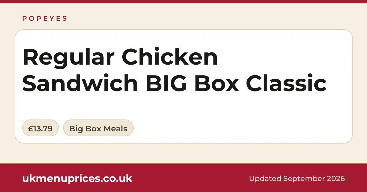 Popeyes Regular Chicken Sandwich BIG Box Classic