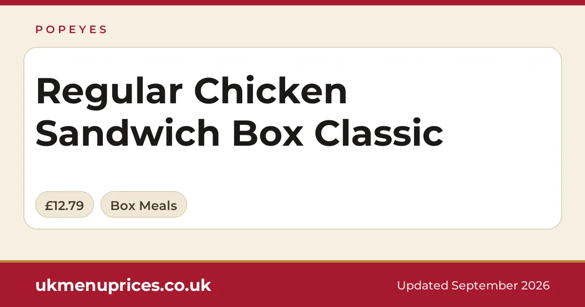 Popeyes Regular Chicken Sandwich Box Classic