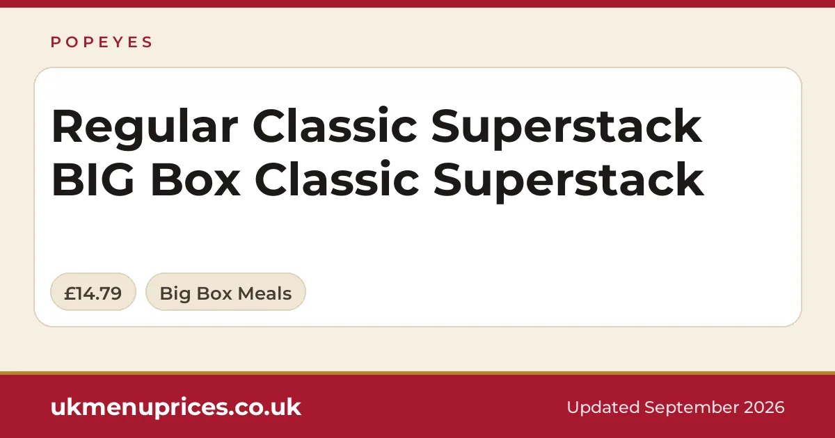 Popeyes Regular Classic Superstack BIG Box Classic Superstack