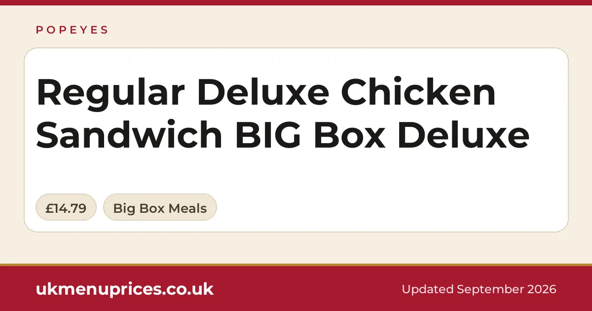 Popeyes Regular Deluxe Chicken Sandwich BIG Box Deluxe