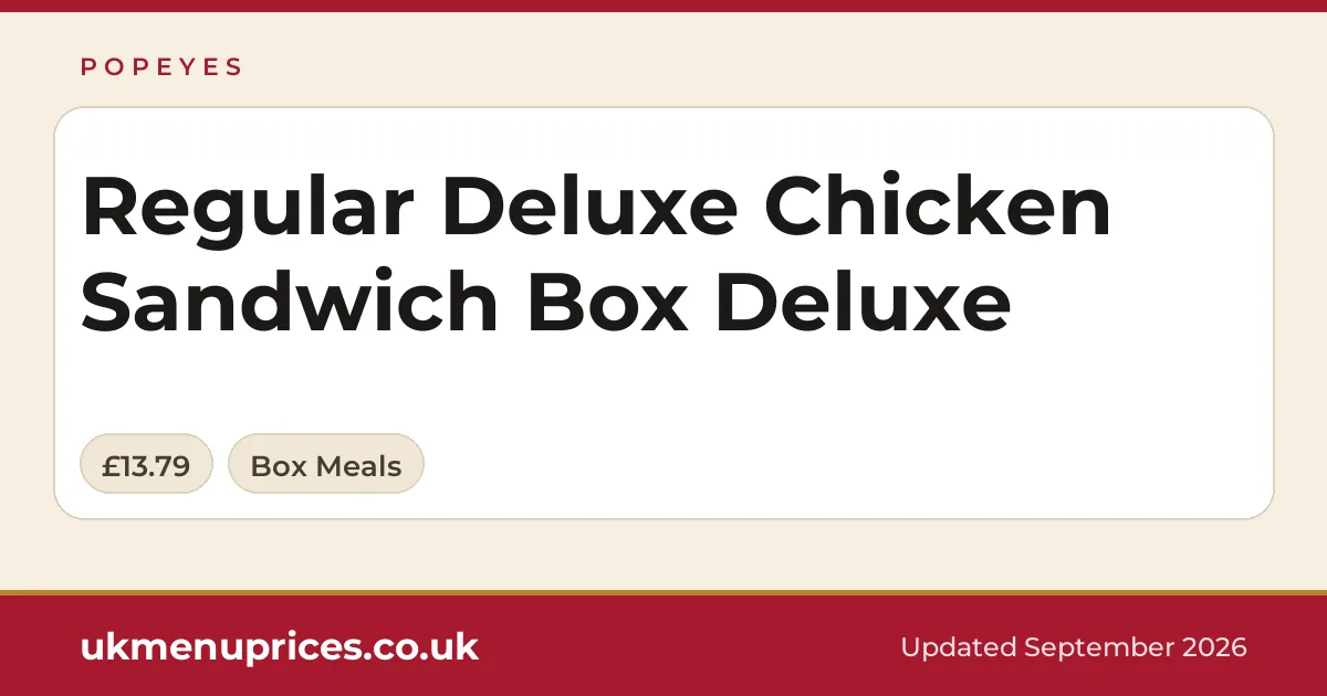 Popeyes Regular Deluxe Chicken Sandwich Box Deluxe