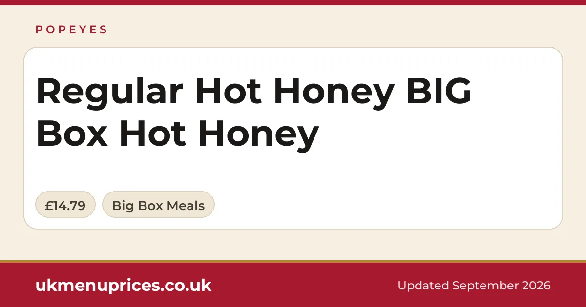 Popeyes Regular Hot Honey BIG Box Hot Honey