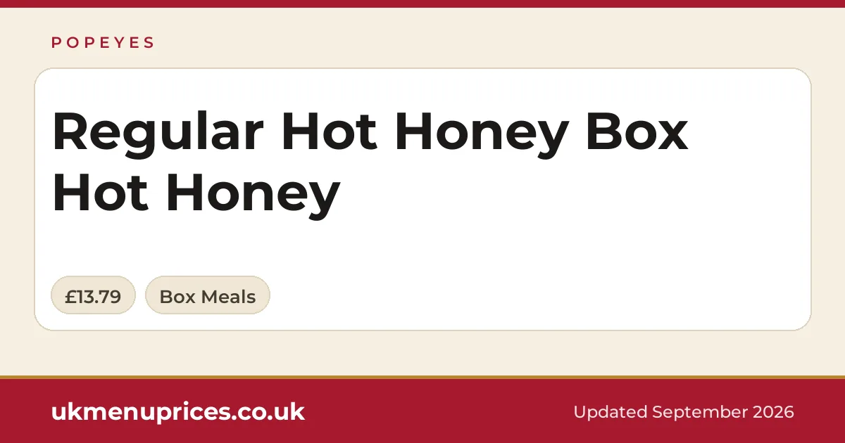 Popeyes Regular Hot Honey Box Hot Honey