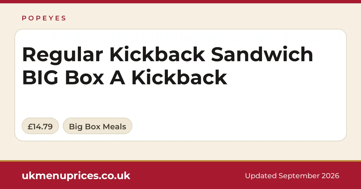 Popeyes Regular Kickback Sandwich BIG Box A Kickback