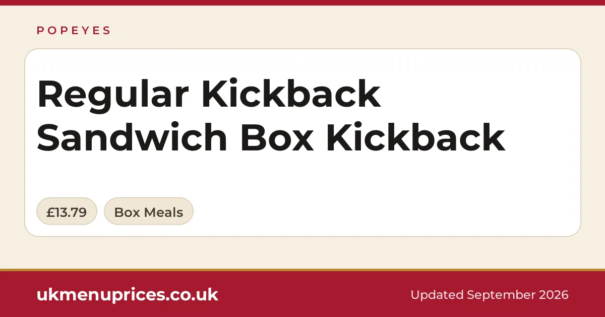 Popeyes Regular Kickback Sandwich Box Kickback