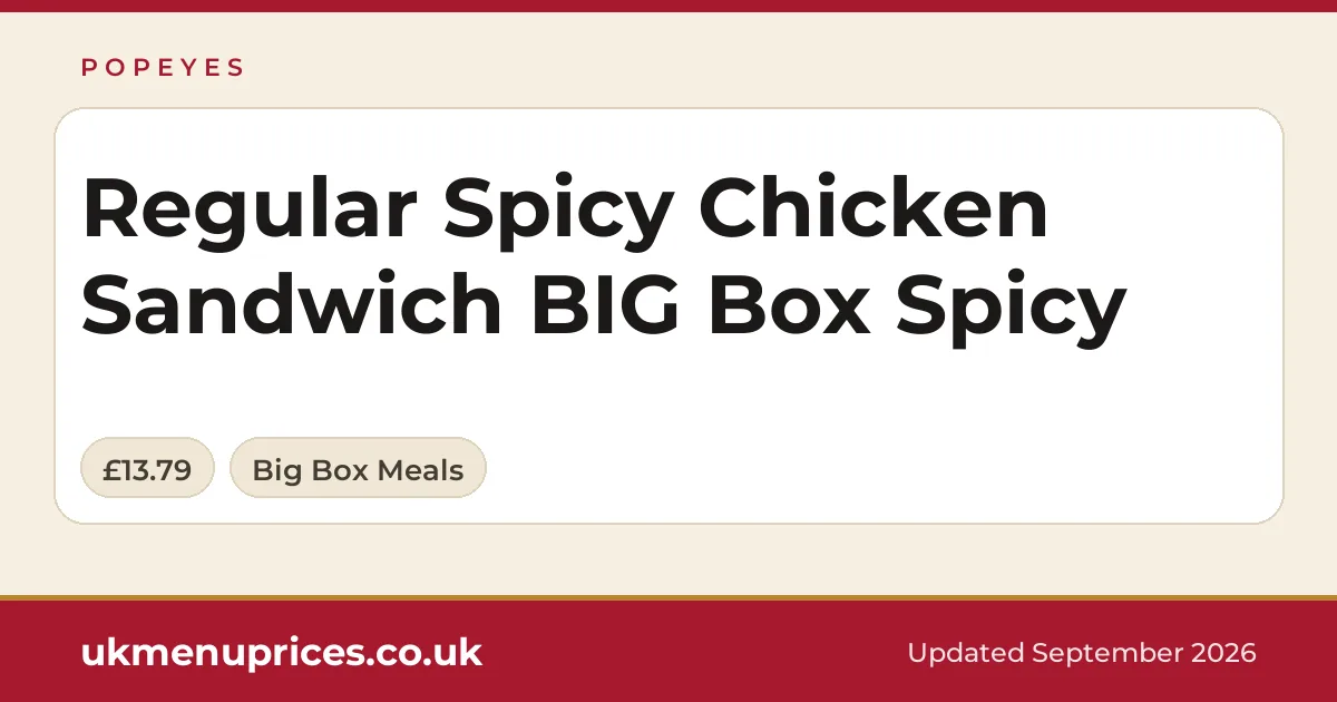 Popeyes Regular Spicy Chicken Sandwich BIG Box Spicy