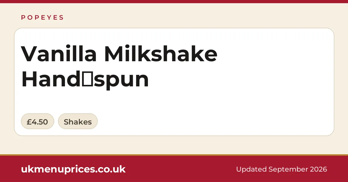 Popeyes Vanilla Milkshake Hand‑spun