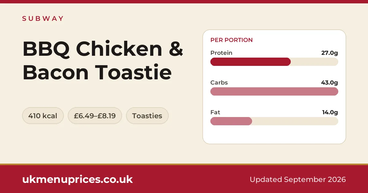 Subway BBQ Chicken & Bacon Toastie