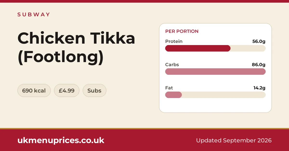 Subway Chicken Tikka (Footlong)