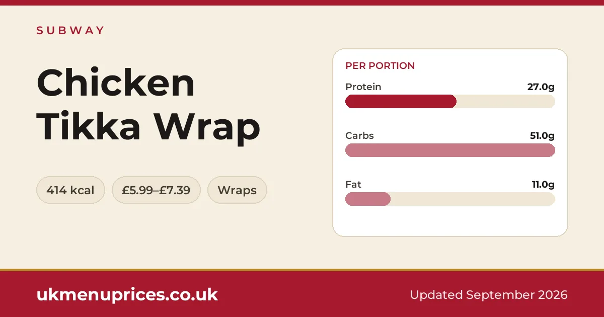 Subway Chicken Tikka Wrap