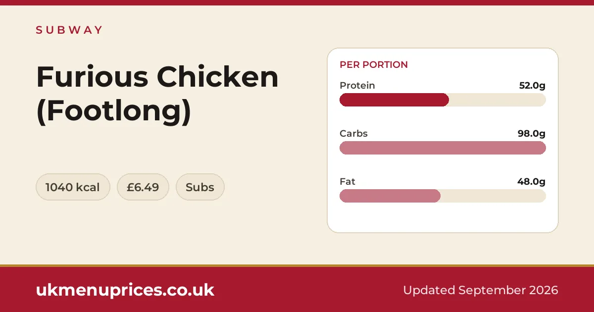 Subway Furious Chicken (Footlong)