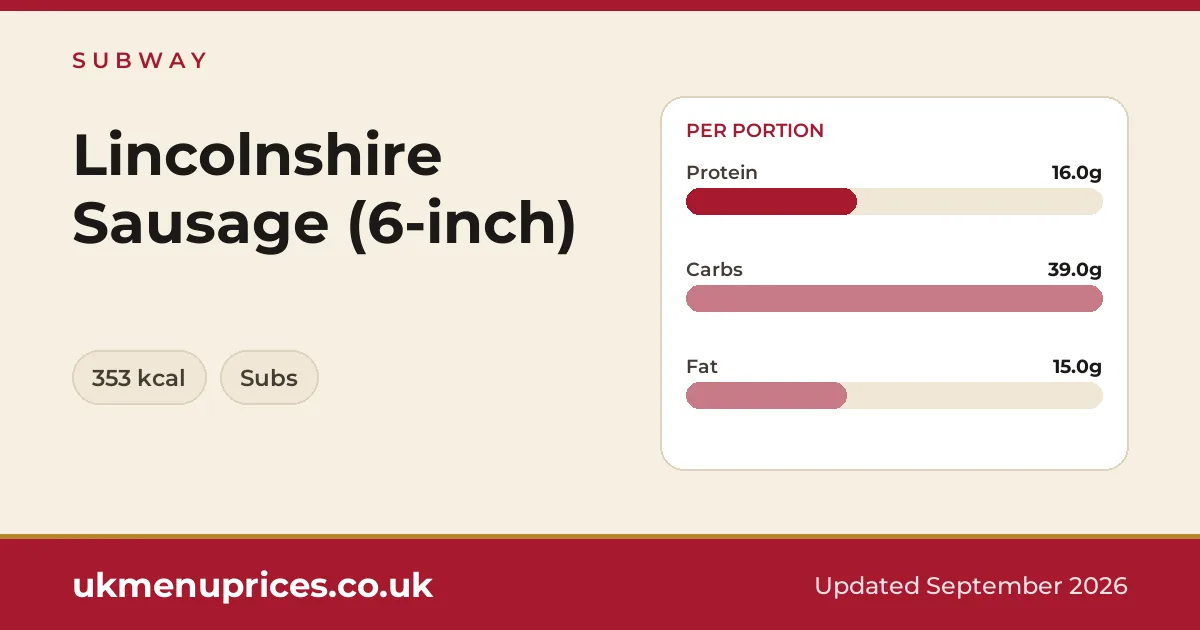 Subway Lincolnshire Sausage (6-inch)