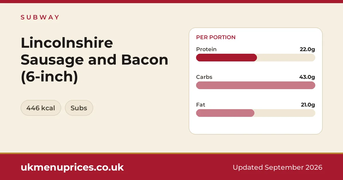 Subway Lincolnshire Sausage and Bacon (6-inch)