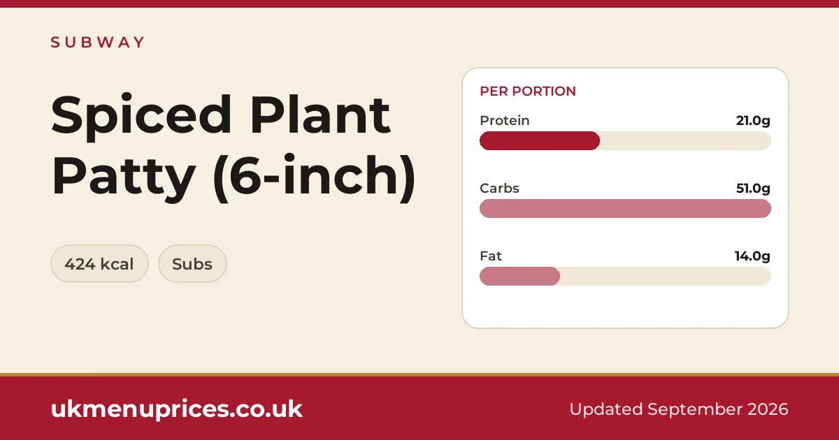 Subway Spiced Plant Patty (6-inch)