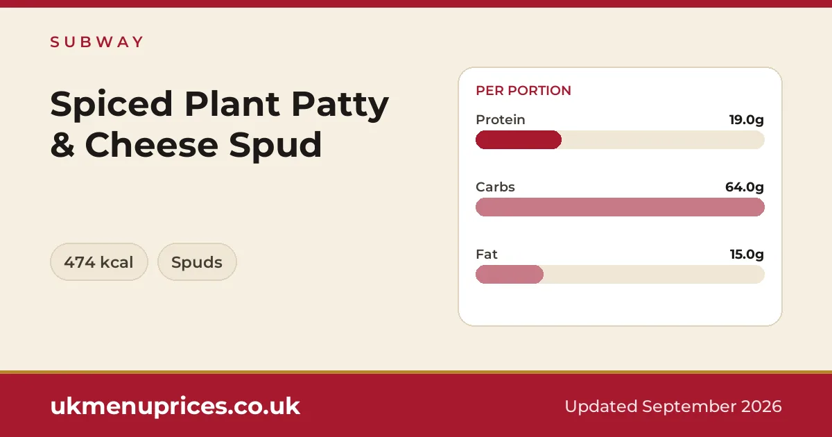 Subway Spiced Plant Patty & Cheese Spud