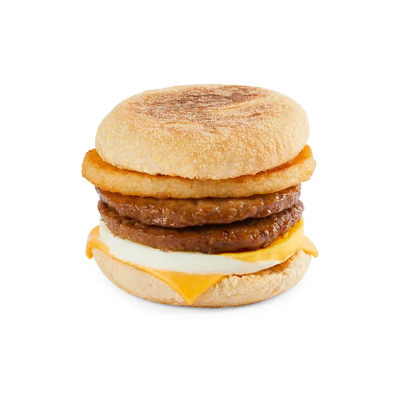 Double Sausage & Egg with Cheese Muffin Stack at Tim Hortons