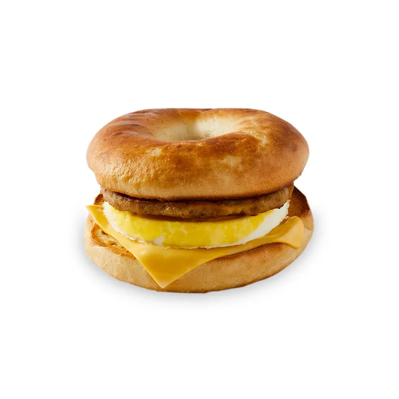 Grilled Breakfast Bagel with Sausage at Tim Hortons