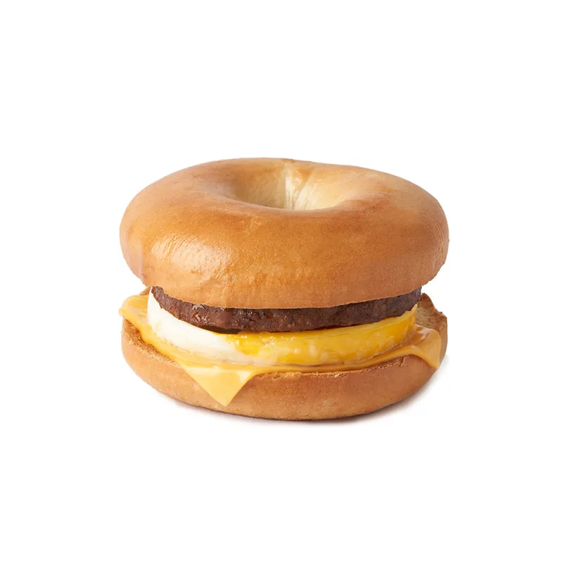Grilled Breakfast Bagel with Veggie Sausage at Tim Hortons