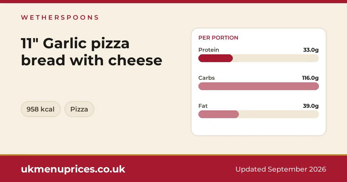 Wetherspoons 11" Garlic pizza bread with cheese