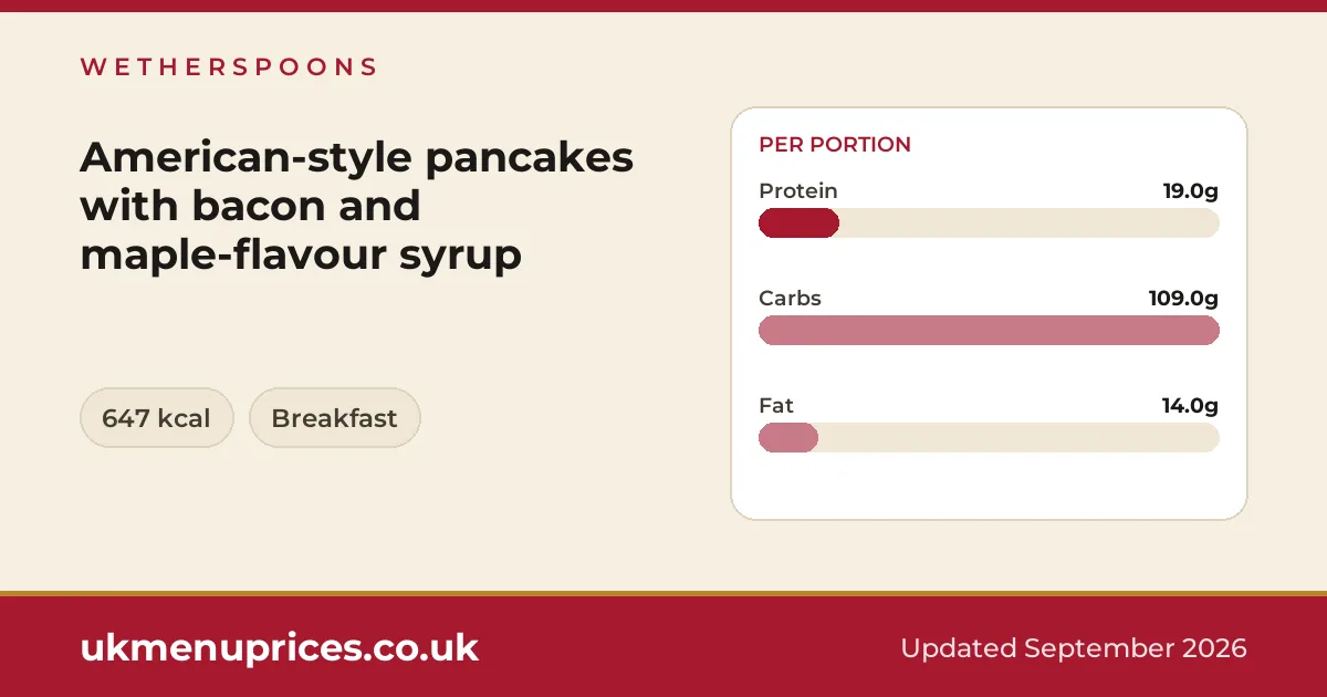 Wetherspoons American-style pancakes with bacon and maple-flavour syrup