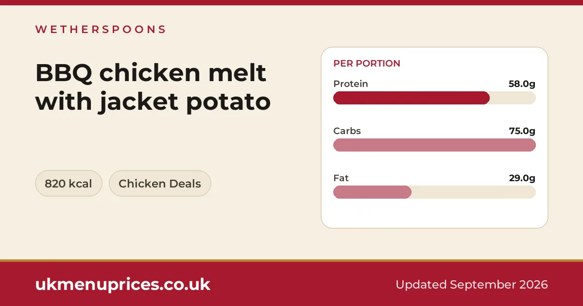 Wetherspoons BBQ chicken melt with jacket potato