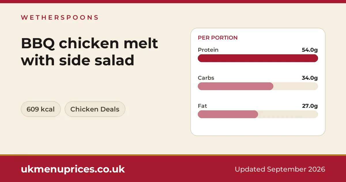 Wetherspoons BBQ chicken melt with side salad