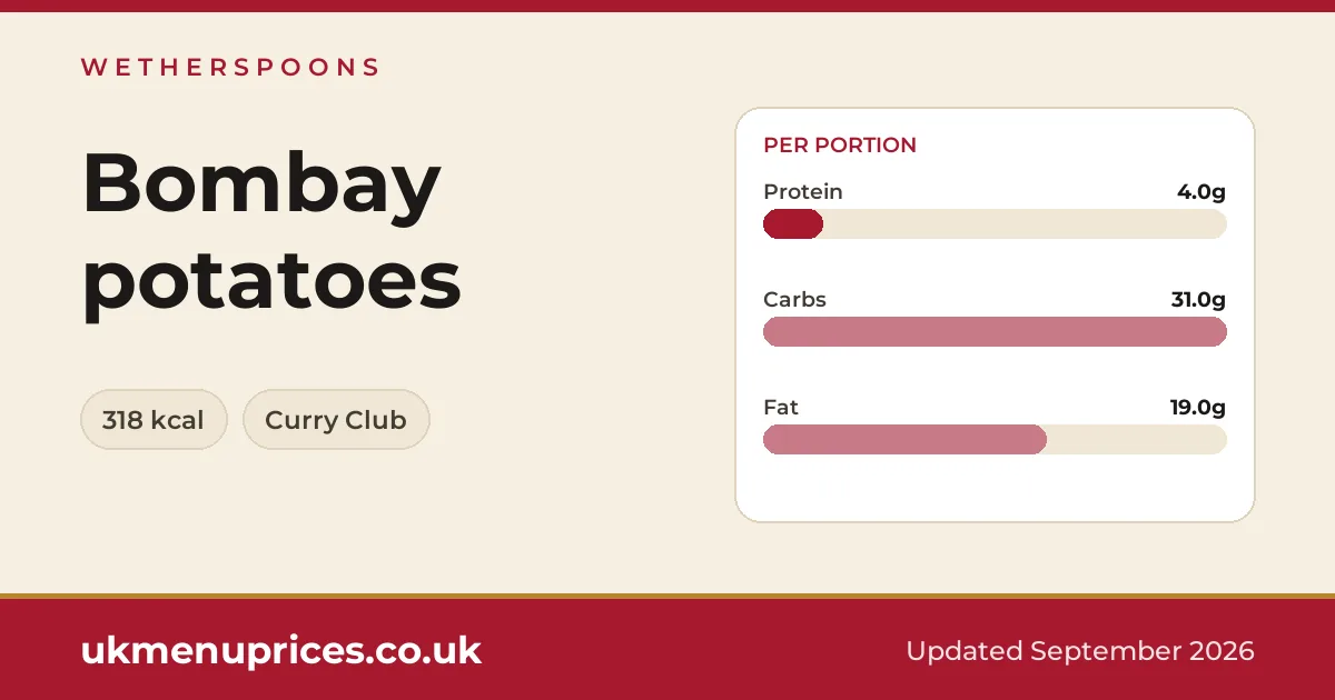 Wetherspoons Bombay potatoes