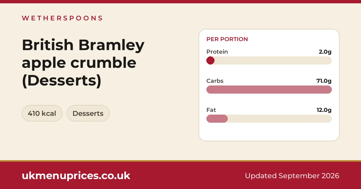 Wetherspoons British Bramley apple crumble (Desserts)