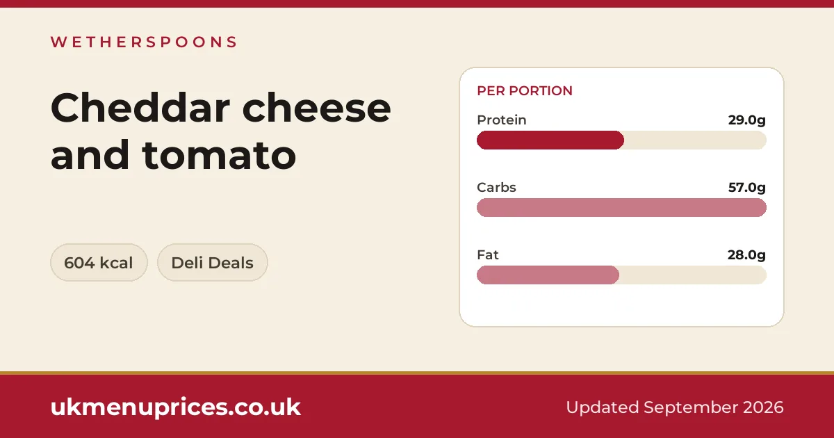 Wetherspoons Cheddar cheese and tomato